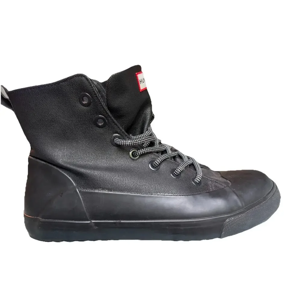 NEW Hunter Dipped Canvas Hi Top Sneakers Black Wm10 Men8 Grunge Festival Rave